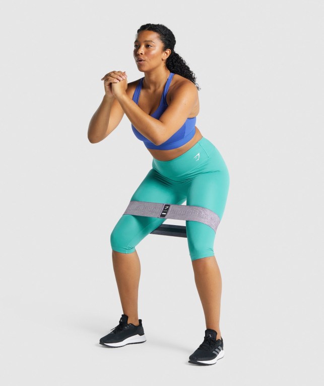 Turquoise Gymshark Training Cropped High Waisted Women's Leggings | US-12SBQAI