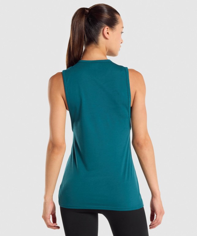 Turquoise Gymshark Training Drop Arm Women's Tank Tops | US-38BMIFU