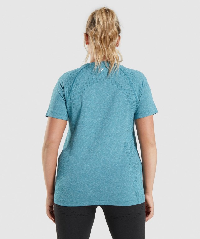 Turquoise Gymshark Vital Seamless 2.0 Light Women's T Shirts | US-36EPFBO