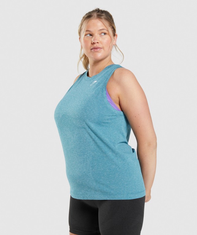 Turquoise Gymshark Vital Seamless 2.0 Light Women's Tank Tops | US-46SPHDQ