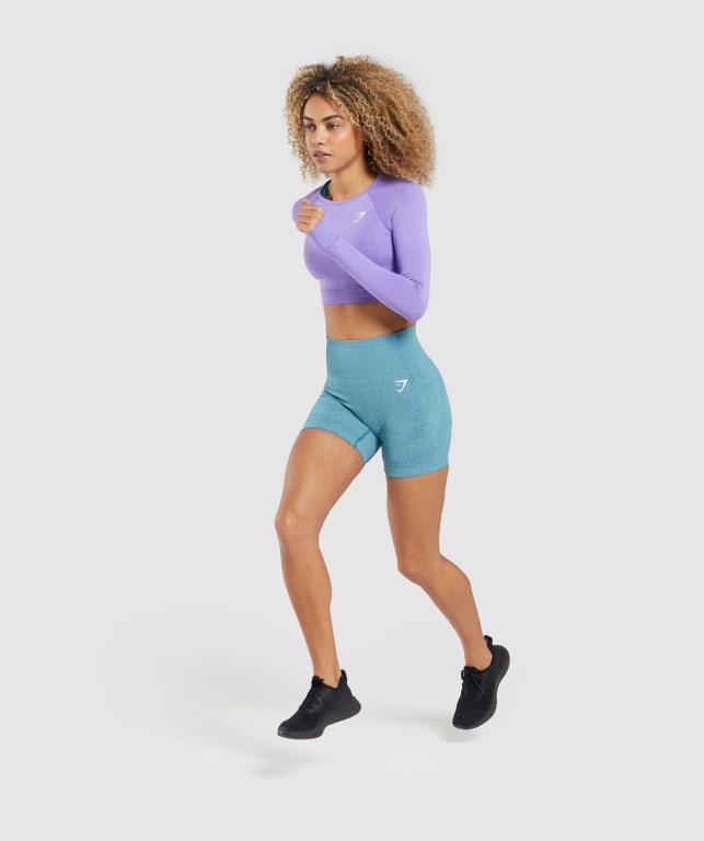 Turquoise Gymshark Vital Seamless 2.0 Women's Shorts | US-23FDSBA