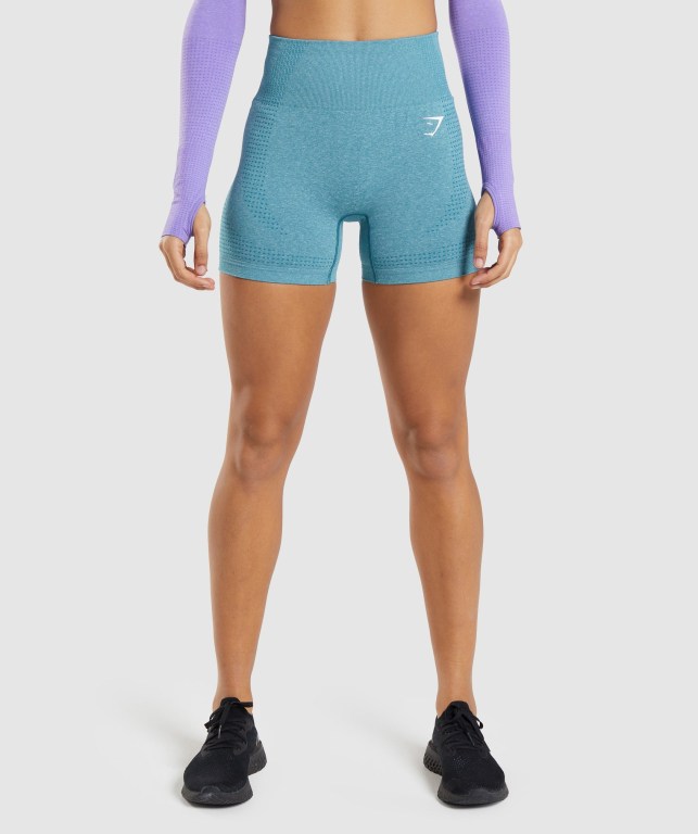 Turquoise Gymshark Vital Seamless 2.0 Women\'s Shorts | US-23FDSBA