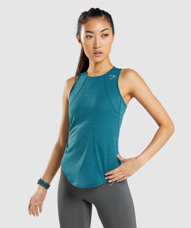 Turquoise / Turquoise Gymshark Speed Women\'s Tank Tops | US-70VPQEL