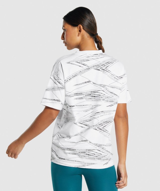 White / Black Gymshark Zone Graphic Women's T Shirts | US-87APXBG