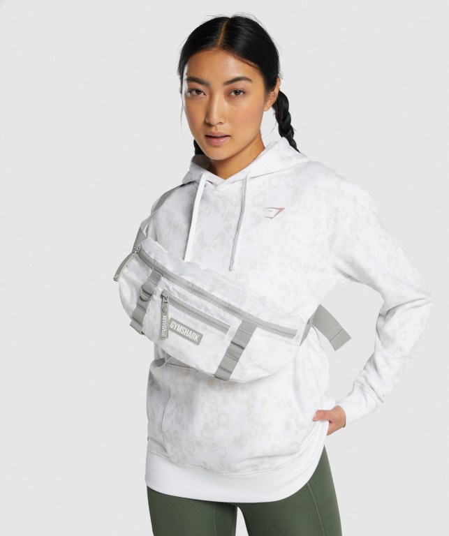 White / Cream Gymshark Adapt Animal Sling Women's Bags & Backpacks | US-84BOZFV