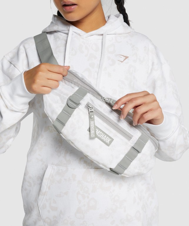 White / Cream Gymshark Adapt Animal Sling Women\'s Bags & Backpacks | US-84BOZFV