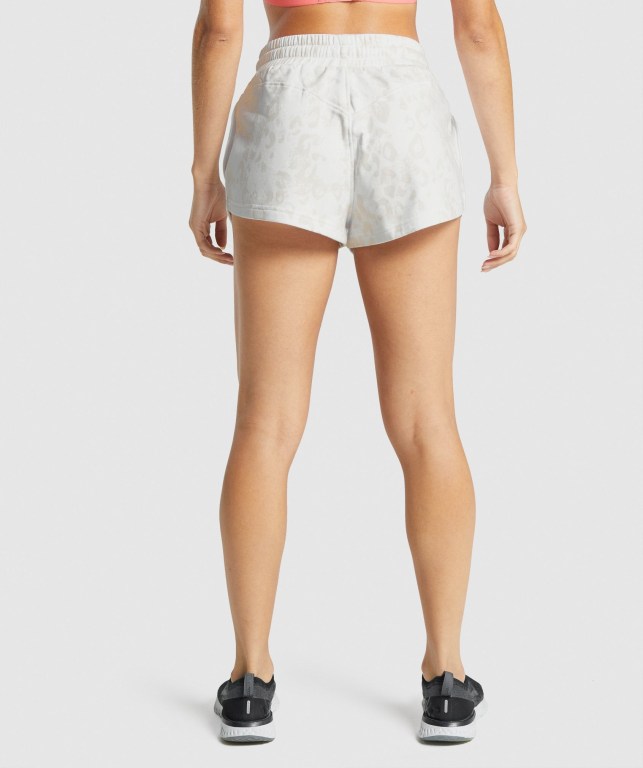 White / Cream Gymshark Animal Graphic Women's Shorts | US-04FIVTD