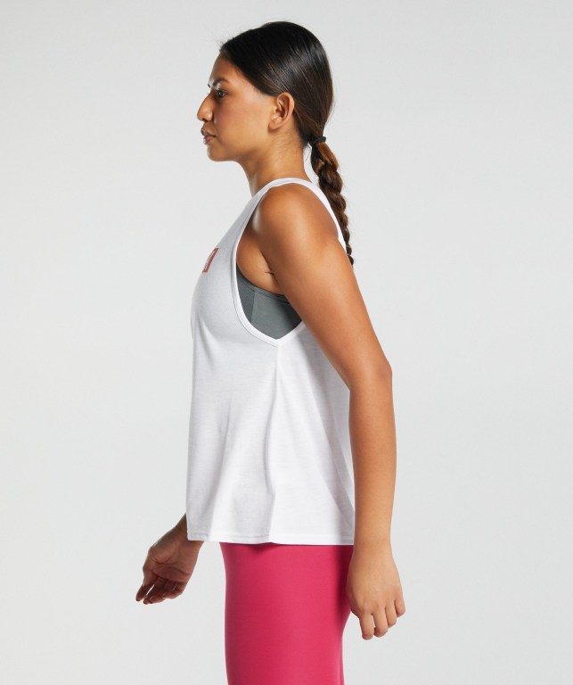 White Gymshark Animal Graphic Infill Women's Tank Tops | US-81JUTXP