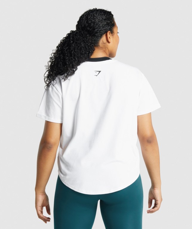 White Gymshark Apollo Graphic Women's T Shirts | US-37QTXKE