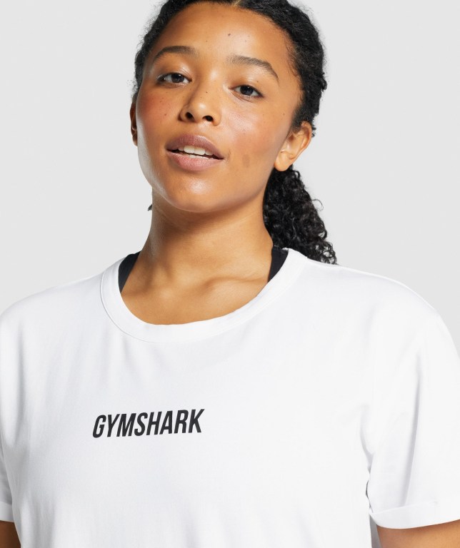 White Gymshark Apollo Graphic Women's T Shirts | US-37QTXKE