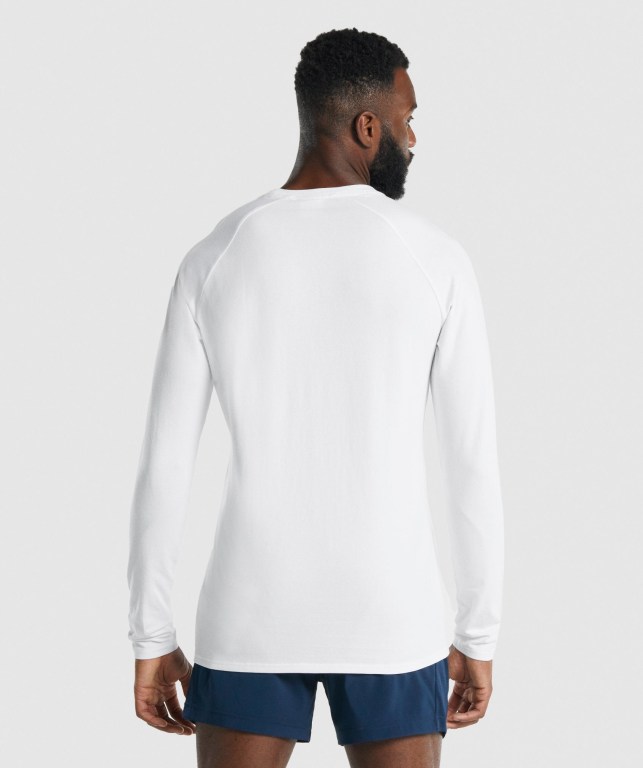 White Gymshark Apollo Men's T Shirts | US-06TJXMU