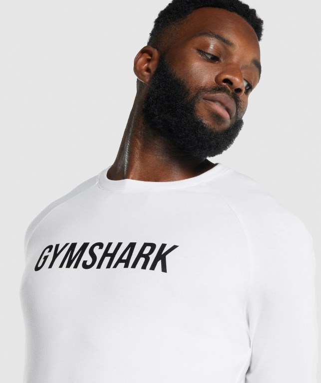 White Gymshark Apollo Men's T Shirts | US-06TJXMU