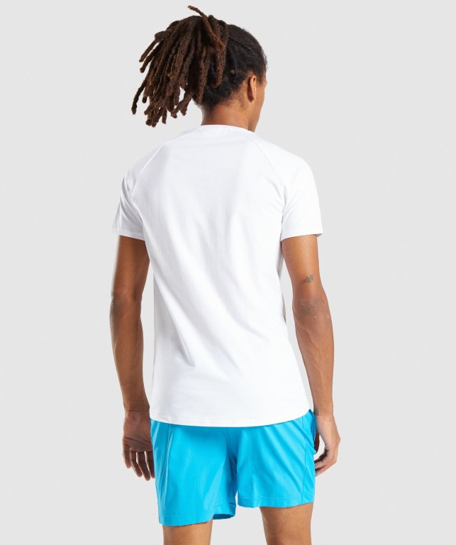 White Gymshark Apollo Men's T Shirts | US-32WDFBE