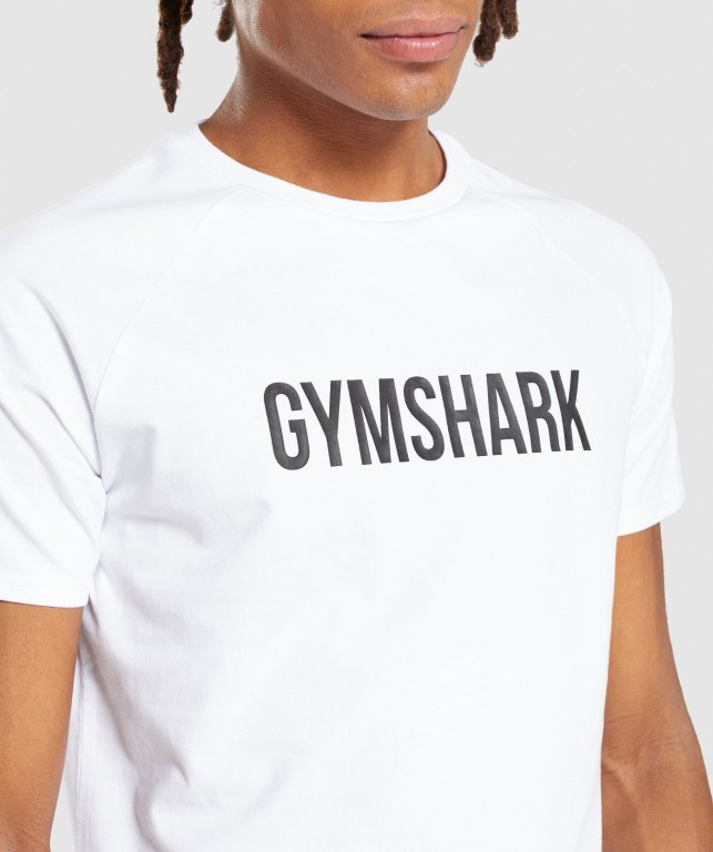 White Gymshark Apollo Men's T Shirts | US-32WDFBE