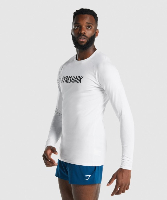 White Gymshark Apollo Men's T Shirts | US-73VENRB