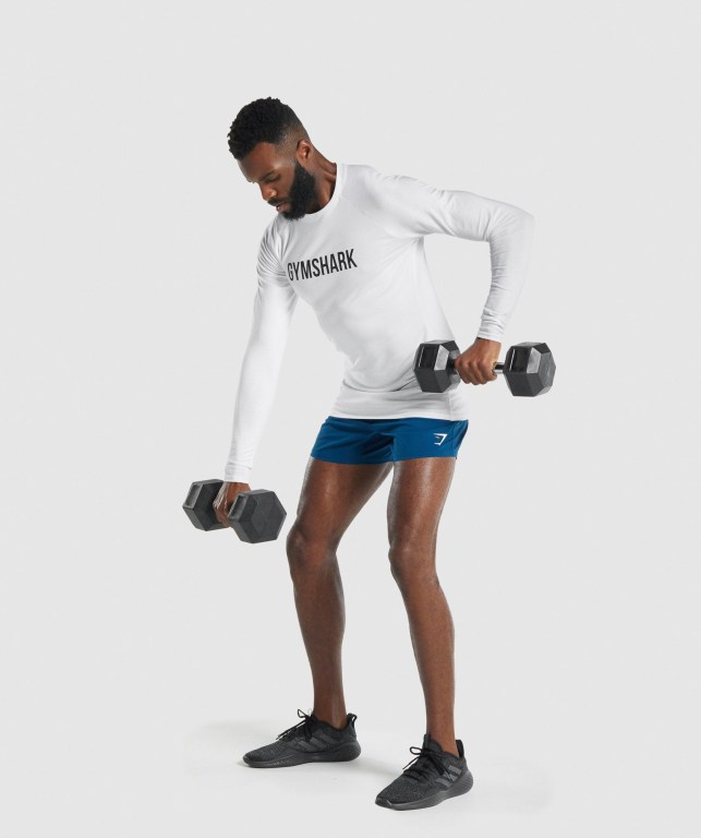 White Gymshark Apollo Men's T Shirts | US-73VENRB