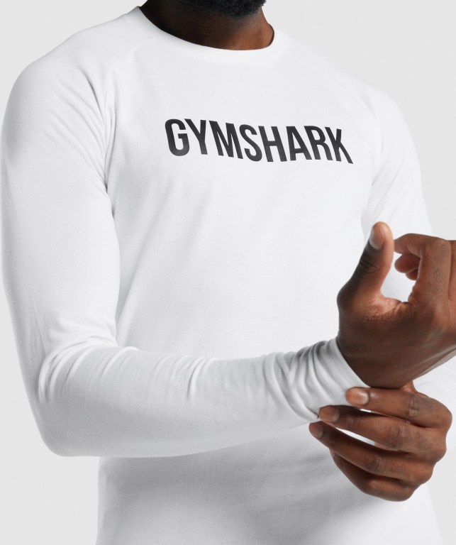 White Gymshark Apollo Men's T Shirts | US-73VENRB