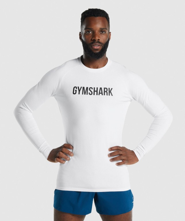 White Gymshark Apollo Men\'s T Shirts | US-73VENRB