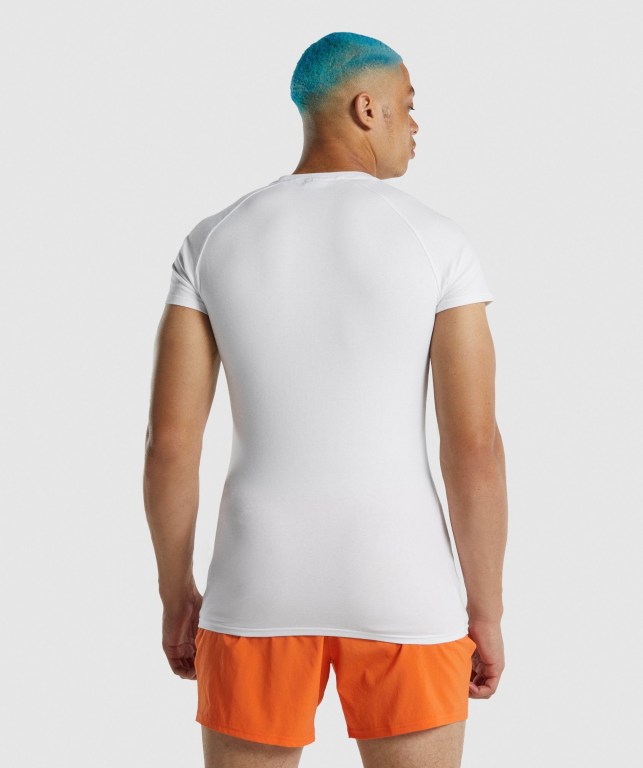 White Gymshark Apollo Men's T Shirts | US-84GAFPO