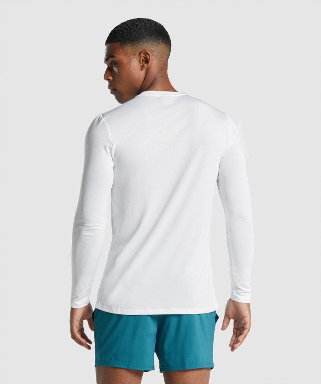 White Gymshark Arrival Graphic Men's T Shirts | US-13WMNCY