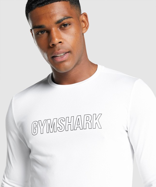 White Gymshark Arrival Graphic Men's T Shirts | US-13WMNCY