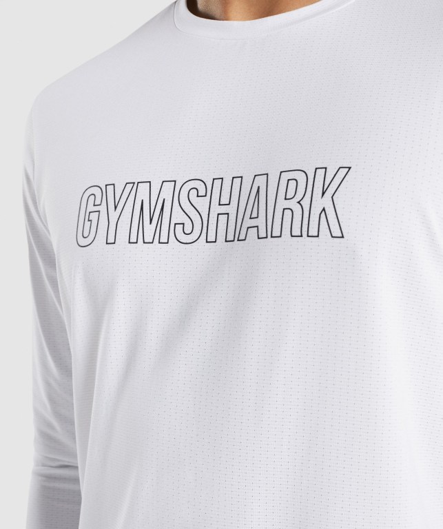 White Gymshark Arrival Graphic Men's T Shirts | US-92SFCBW