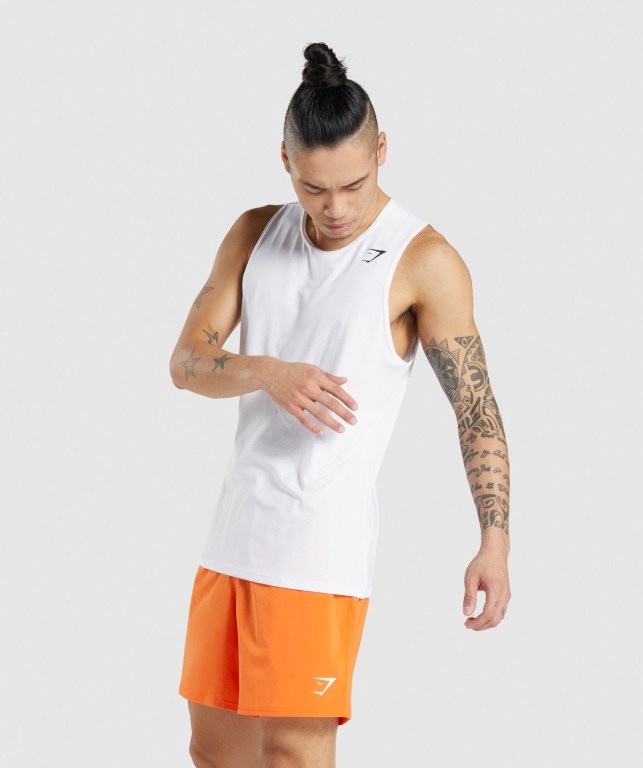 White Gymshark Arrival Men's Tank Tops | US-24QDMCZ