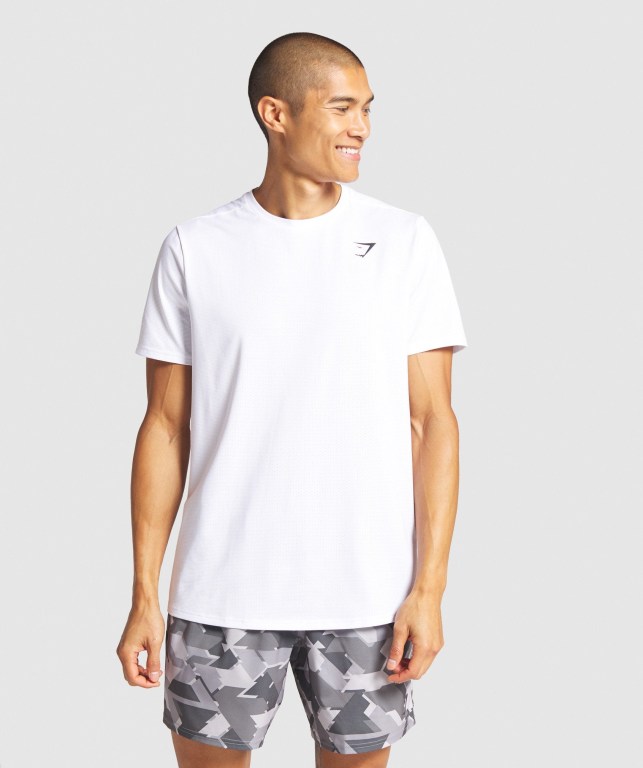 White Gymshark Arrival Regular Fit Men\'s T Shirts | US-30LFHAE