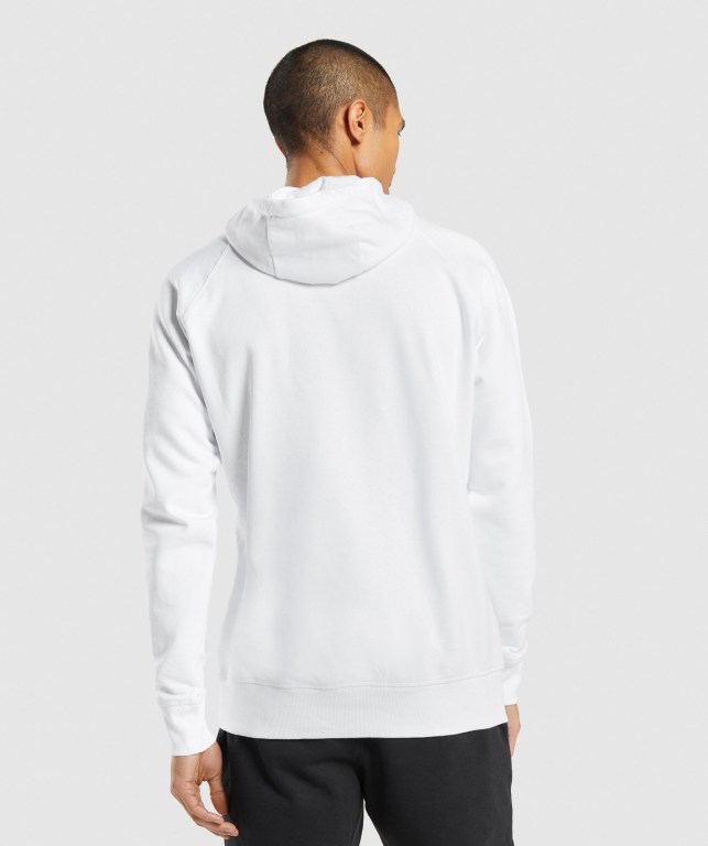 White Gymshark Central Men's Hoodies | US-46JBNSQ