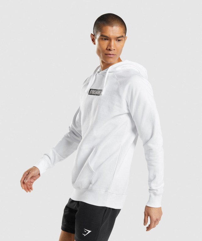 White Gymshark Central Men's Hoodies | US-46JBNSQ