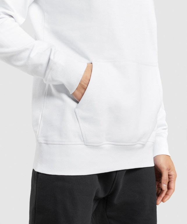 White Gymshark Central Men's Hoodies | US-64GVCRY