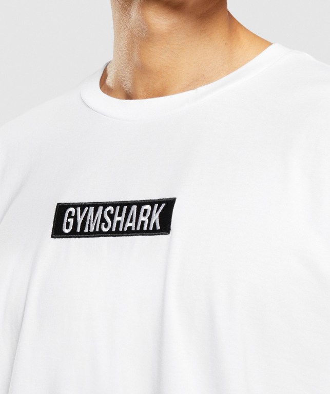 White Gymshark Central Oversized Men's T Shirts | US-07FTCBP