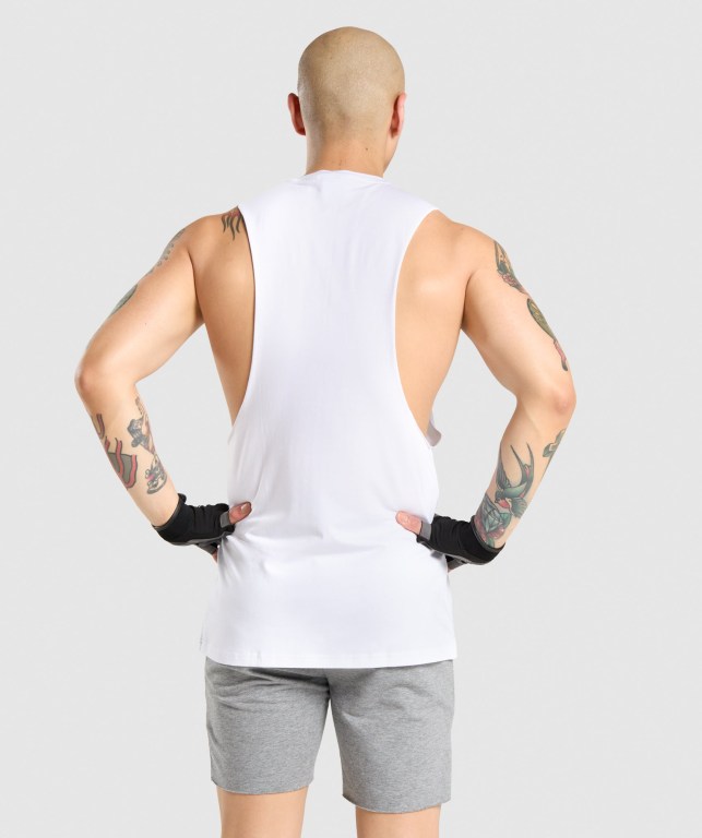 White Gymshark Critical Drop Arm Men's Tank Tops | US-75LTHAC