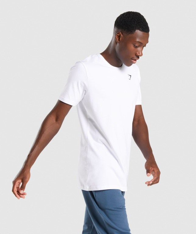 White Gymshark Critical Men's T Shirts | US-65AXVQY