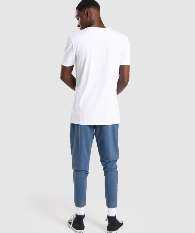 White Gymshark Critical Men's T Shirts | US-65AXVQY