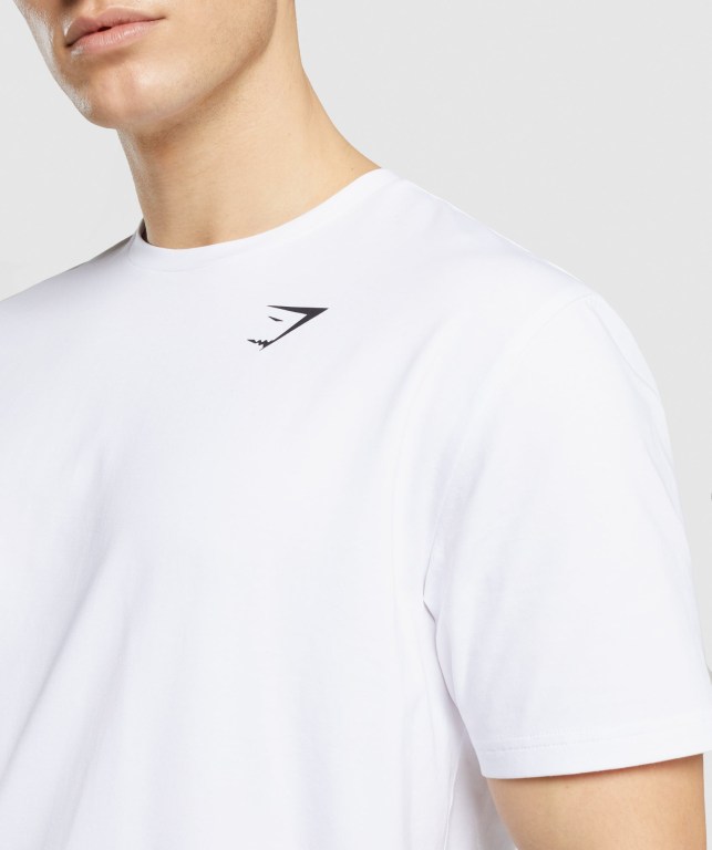 White Gymshark Critical Regular Fit Men's T Shirts | US-78YWRDB