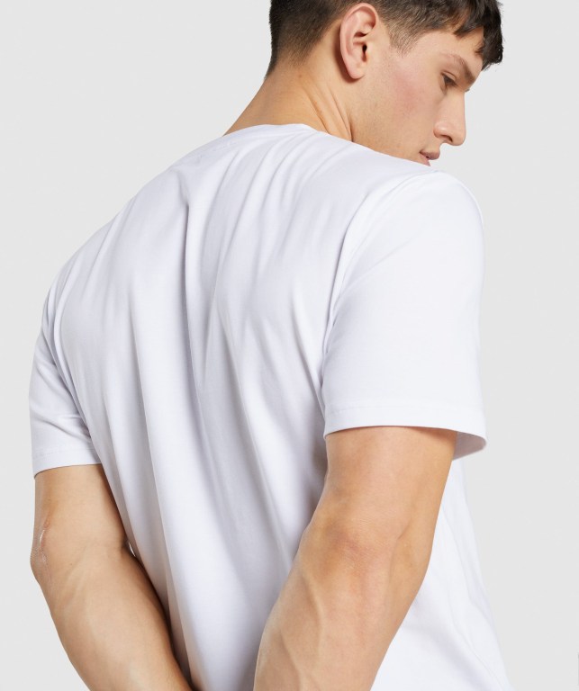 White Gymshark Critical Regular Fit Men's T Shirts | US-78YWRDB