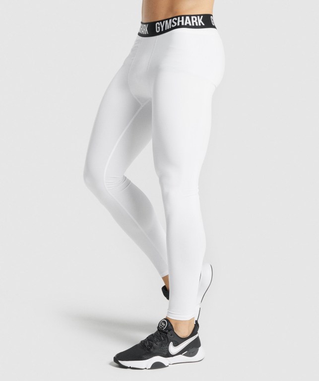 White Gymshark Element Baselayer Men's Joggers | US-20BILFX