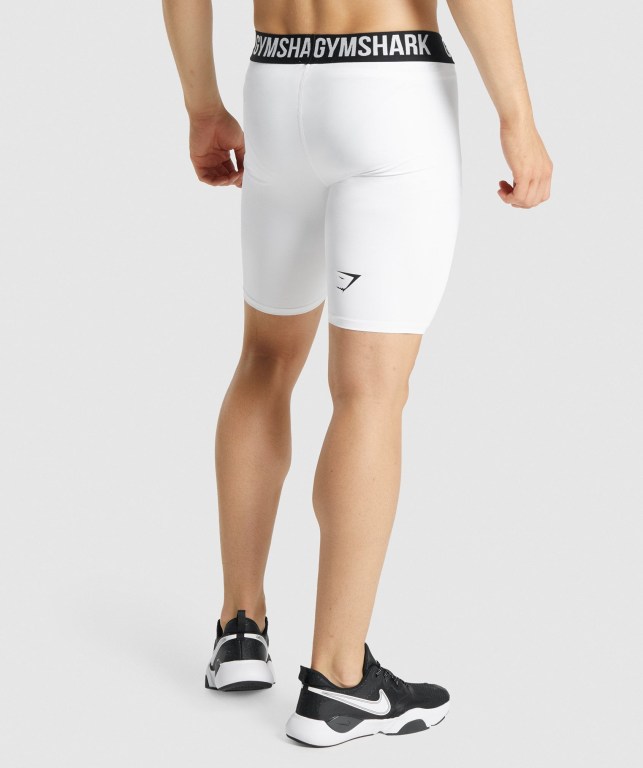 White Gymshark Element Baselayer Men's Shorts | US-04ATIUW