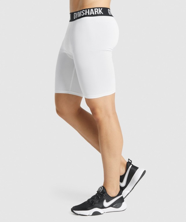 White Gymshark Element Baselayer Men's Shorts | US-04ATIUW