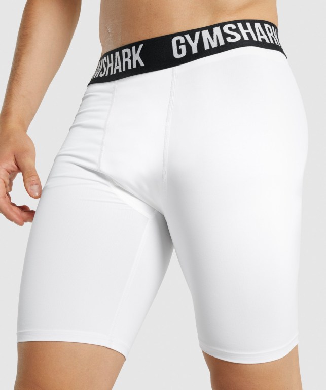 White Gymshark Element Baselayer Men's Shorts | US-04ATIUW