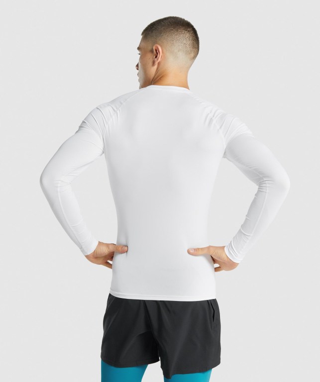 White Gymshark Element Baselayer Men's T Shirts | US-60OEDYZ