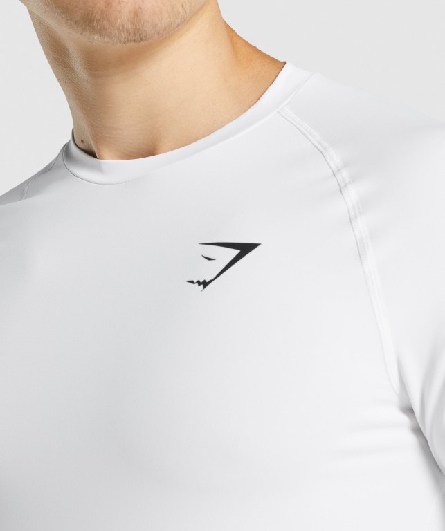 White Gymshark Element Baselayer Men's T Shirts | US-60OEDYZ