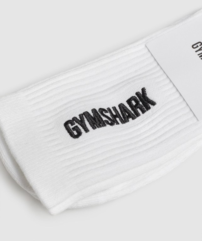 White Gymshark Embroidered Logo Men's Socks | US-04KGBVZ