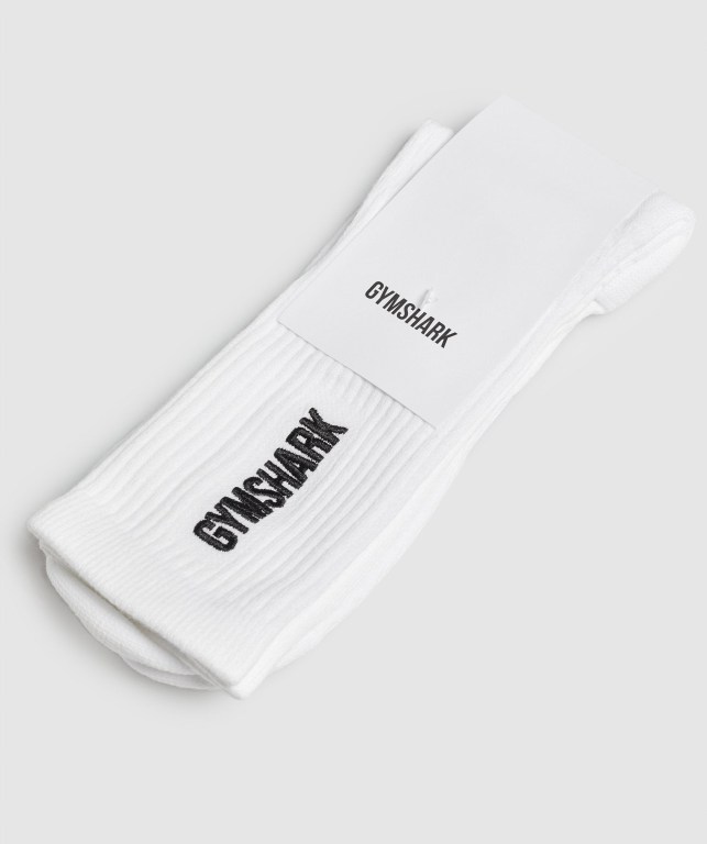 White Gymshark Embroidered Logo Men's Socks | US-04KGBVZ