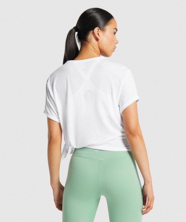 White Gymshark Essential Women's T Shirts | US-83UHYOI