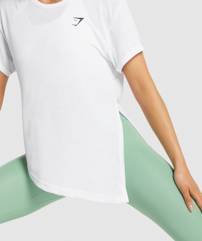 White Gymshark Essential Women's T Shirts | US-83UHYOI