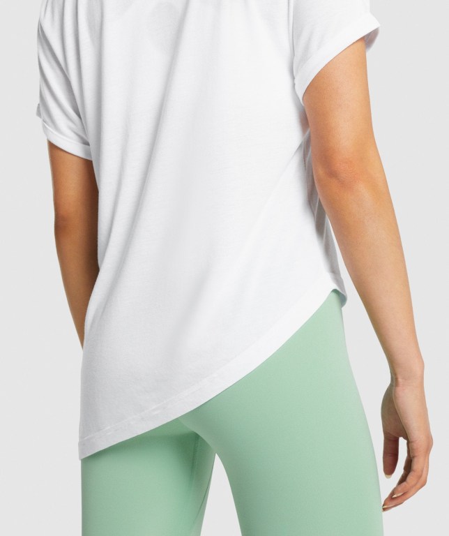 White Gymshark Essential Women's T Shirts | US-83UHYOI