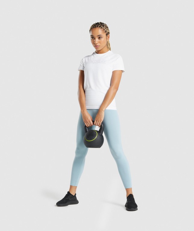 White Gymshark Fit Seamless Loose Women's T Shirts | US-42COVQN