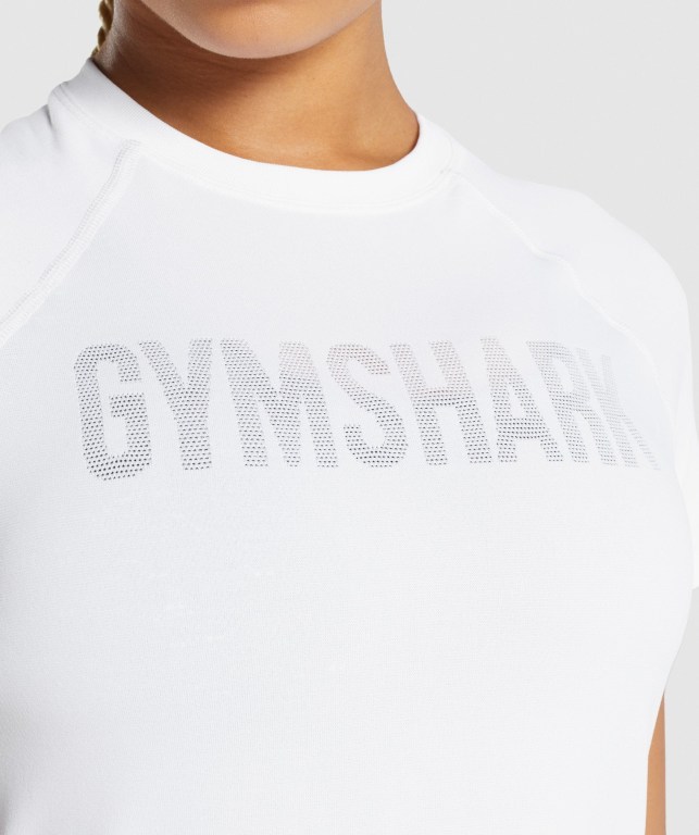 White Gymshark Fit Seamless Loose Women's T Shirts | US-42COVQN